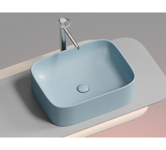 Накладная чаша умывальник Ceramicanova Element прямоугольная (цвет голубой матовый) 505_380_150мм CN6052ML 1