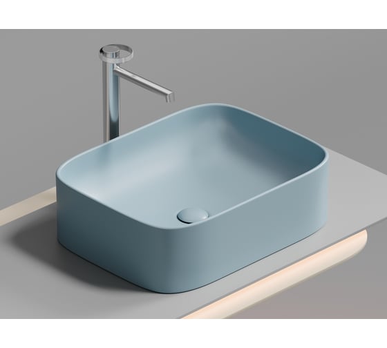 Накладная чаша умывальник Ceramicanova Element прямоугольная (цвет голубой матовый) 505_380_150мм CN6052ML