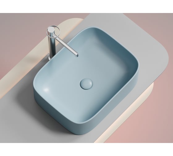 Накладная чаша умывальник Ceramicanova Element прямоугольная (цвет голубой матовый) 505_380_150мм CN6052ML