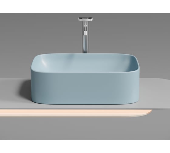 Накладная чаша умывальник Ceramicanova Element прямоугольная (цвет голубой матовый) 505_380_150мм CN6052ML