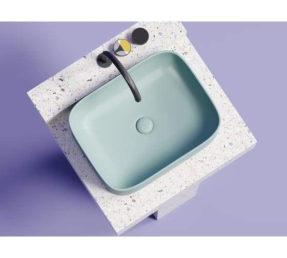 Накладная чаша умывальник Ceramicanova Element прямоугольная (цвет зеленый матовый) 505_380_150мм CN6052MLG