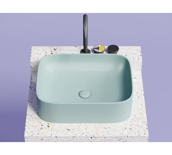 Накладная чаша умывальник Ceramicanova Element прямоугольная (цвет зеленый матовый) 505_380_150мм CN6052MLG