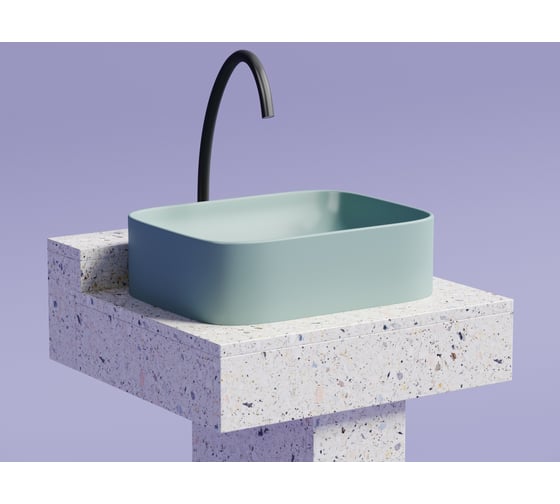 Накладная чаша умывальник Ceramicanova Element прямоугольная (цвет зеленый матовый) 505_380_150мм CN6052MLG