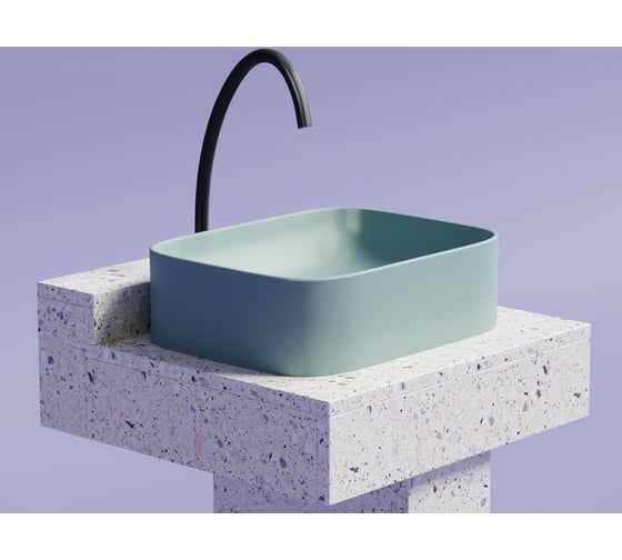 Накладная чаша умывальник Ceramicanova Element прямоугольная (цвет зеленый матовый) 505_380_150мм CN6052MLG