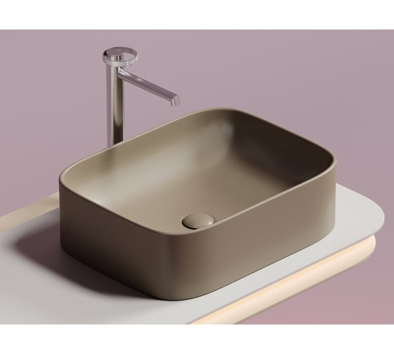 Накладная чаша умывальник Ceramicanova Element прямоугольная (цвет капучино матовый) 505_380_150мм CN6052MC