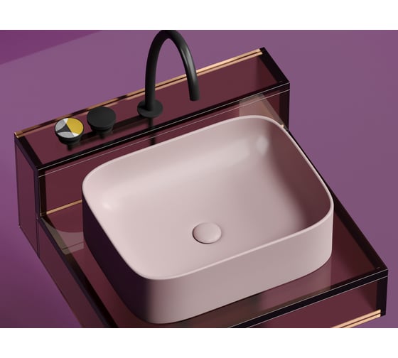 Накладная чаша умывальник Ceramicanova Element прямоугольная (цвет розовый матовый) 505_380_150мм CN6052MP