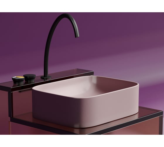 Накладная чаша умывальник Ceramicanova Element прямоугольная (цвет розовый матовый) 505_380_150мм CN6052MP