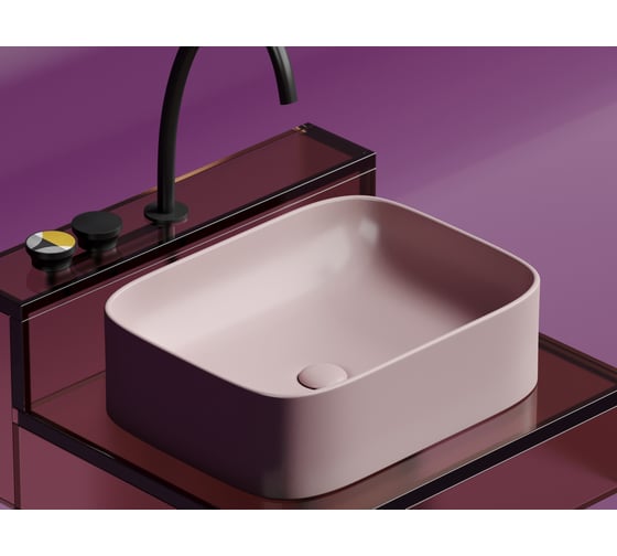 Накладная чаша умывальник Ceramicanova Element прямоугольная (цвет розовый матовый) 505_380_150мм CN6052MP