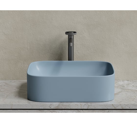 Накладная чаша умывальник Ceramicanova Element прямоугольная (цвет серо-голубой матовый) 505_380_150мм CN6052MHL