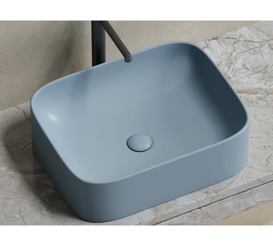 Накладная чаша умывальник Ceramicanova Element прямоугольная (цвет серо-голубой матовый) 505_380_150мм CN6052MHL