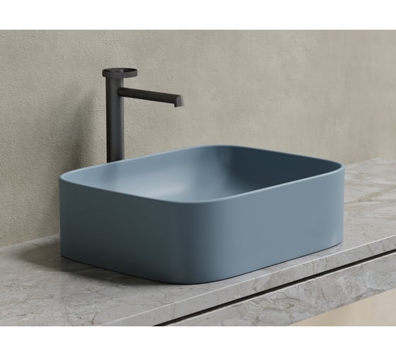 Накладная чаша умывальник Ceramicanova Element прямоугольная (цвет серо-голубой матовый) 505_380_150мм CN6052MHL