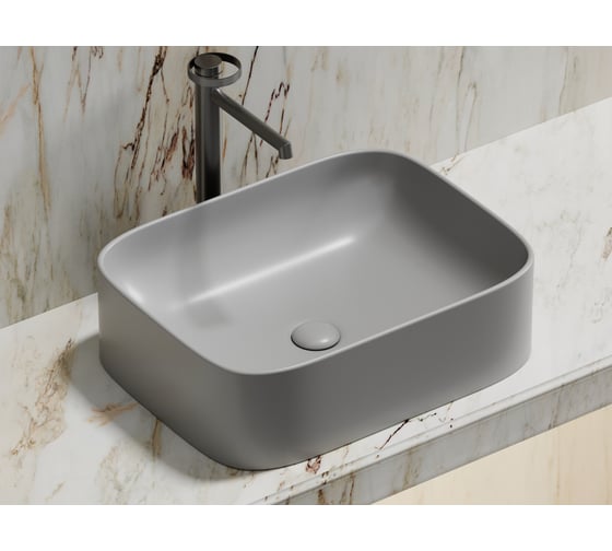Накладная чаша умывальник Ceramicanova Element прямоугольная (цвет серый матовый) 505_380_150мм CN6052MSG