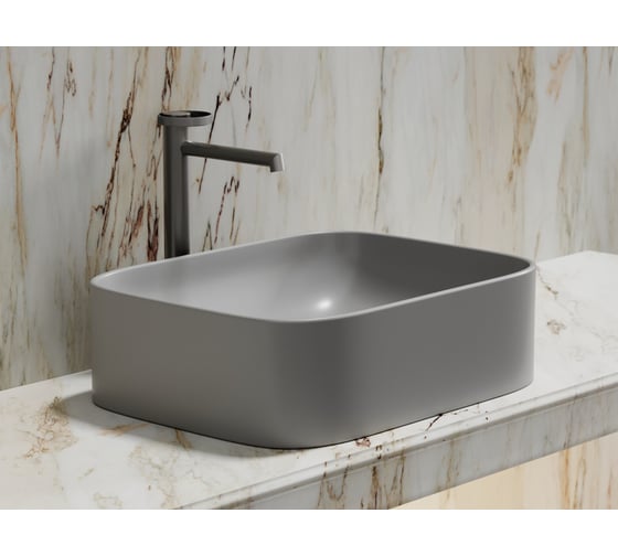 Накладная чаша умывальник Ceramicanova Element прямоугольная (цвет серый матовый) 505_380_150мм CN6052MSG