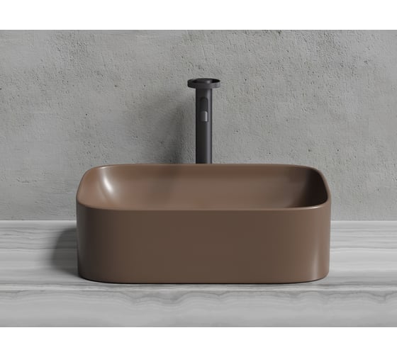 Накладная чаша умывальник Ceramicanova Element прямоугольная (цвет темно-коричневый матовый) 505_380_150мм CN6052MDB