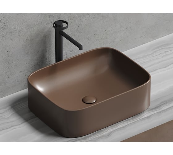 Накладная чаша умывальник Ceramicanova Element прямоугольная (цвет темно-коричневый матовый) 505_380_150мм CN6052MDB