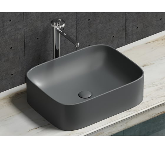 Накладная чаша умывальник Ceramicanova Element прямоугольная (цвет темный антрацит матовый) 505_380_150мм CN6052MDH
