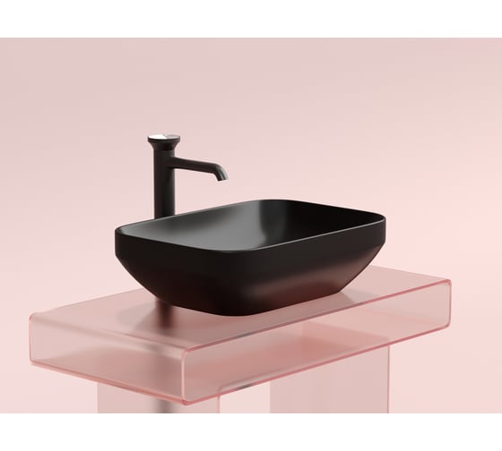 Накладная чаша умывальник Ceramicanova Element прямоугольная (цвет черный матовый) 500_359_145мм CN6055MB