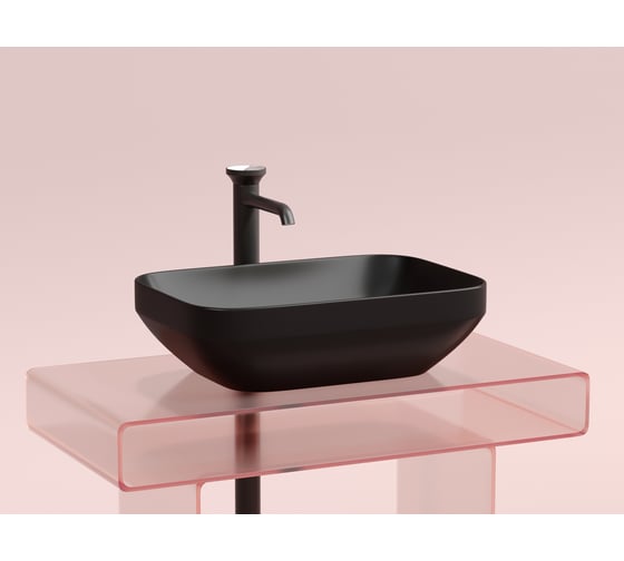 Накладная чаша умывальник Ceramicanova Element прямоугольная (цвет черный матовый) 500_359_145мм CN6055MB