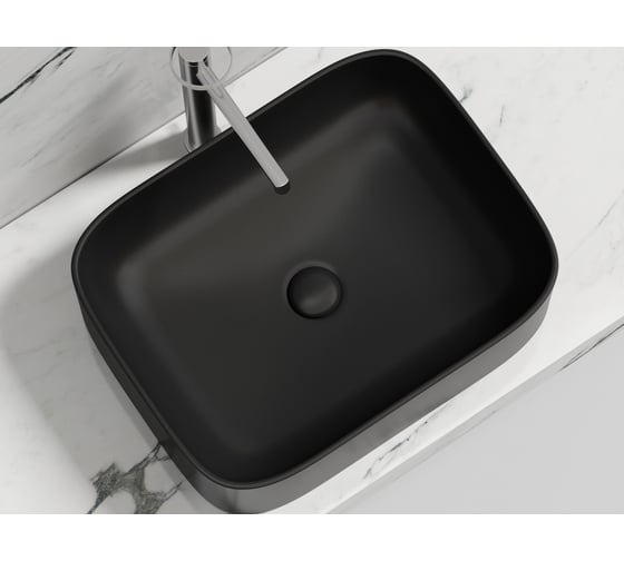 Накладная чаша умывальник Ceramicanova Element прямоугольная (цвет черный матовый) 505_380_150мм CN6052MB 1