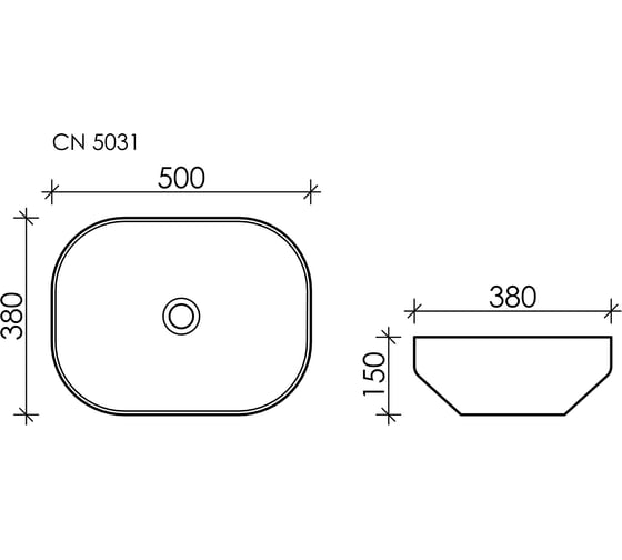 Накладная чаша умывальник Ceramicanova Element прямоугольная 500_380_150мм CN5031