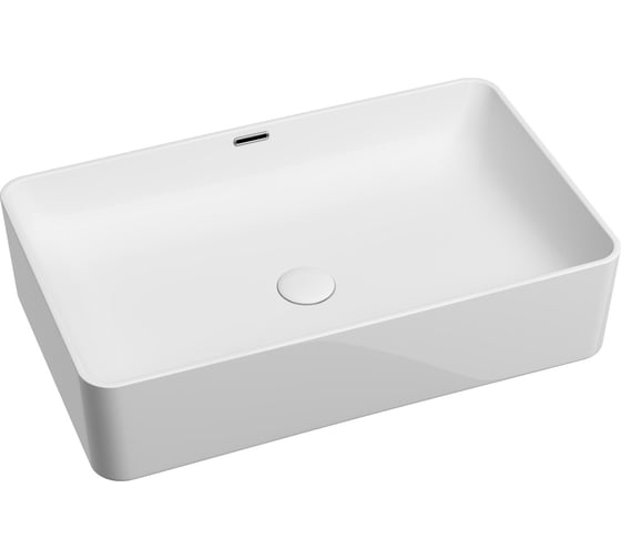 Накладная чаша умывальник Ceramicanova Element прямоугольная со сливом переливом 605_385_140мм CN6065 1