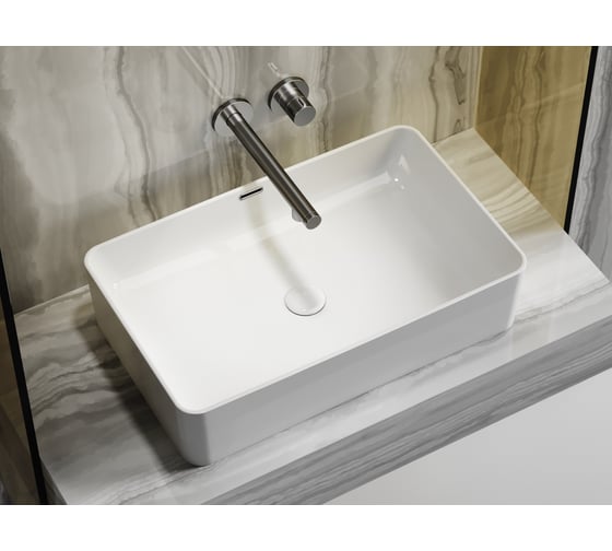 Накладная чаша умывальник Ceramicanova Element прямоугольная со сливом переливом 605_385_140мм CN6065
