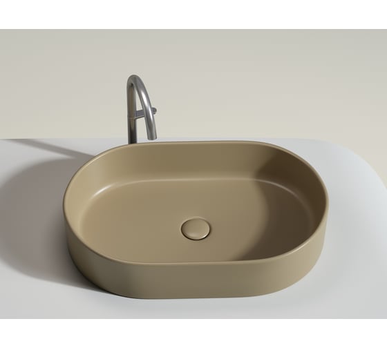 Умывальник-чаша накладная Ceramicanova Element овальная, цвет капучино матовый, 608х385х122 мм CN6048MC