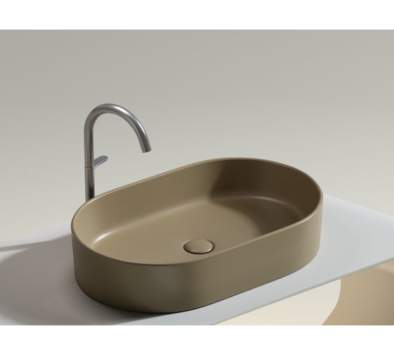Умывальник-чаша накладная Ceramicanova Element овальная, цвет капучино матовый, 608х385х122 мм CN6048MC