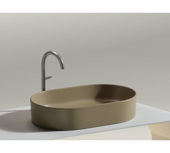 Умывальник-чаша накладная Ceramicanova Element овальная, цвет капучино матовый, 608х385х122 мм CN6048MC