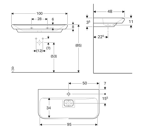 Раковина GEBERIT myDay 1000x480 мм 125400600 00000058256