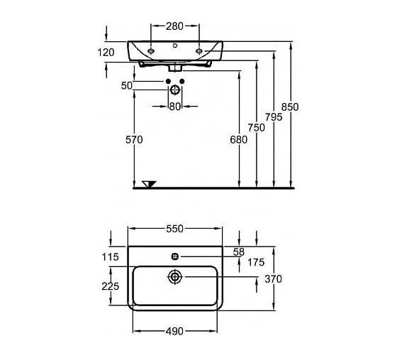 Раковина GEBERIT Renova Compact 550х370 мм 226155000 00000045556