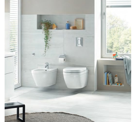 Подвесной унитаз Grohe Euro Ceramic, каскадный смыв, видимый крепеж 39538000