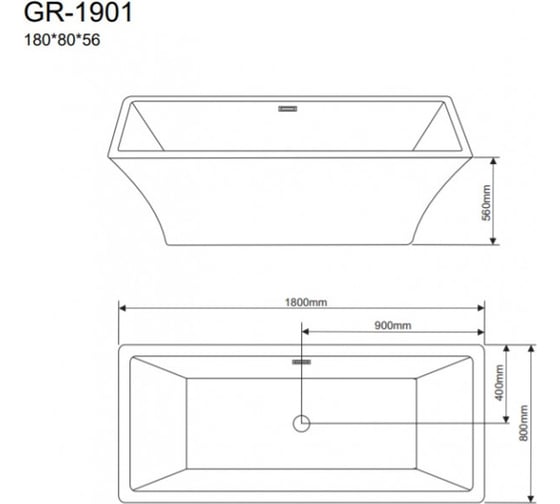 Отдельно стоящая ванна Grossman Cristal 180x80x56 см GR-1901