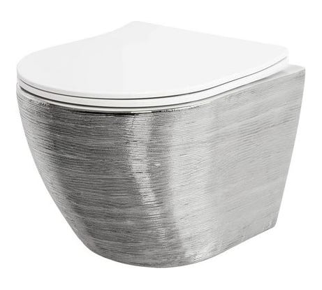 Унитаз Grossman (480х365х370) серебро внутри белый, подвесной безободковый, с тонкой крышкой GR-4455SWS