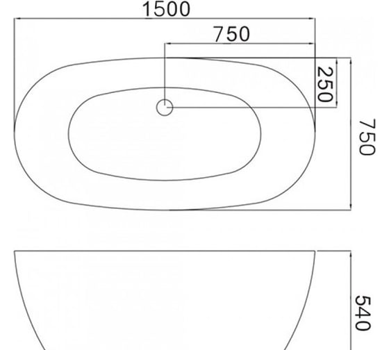 Отдельно стоящая ванна Grossman Classic 150x75x54 см GR-2401MB