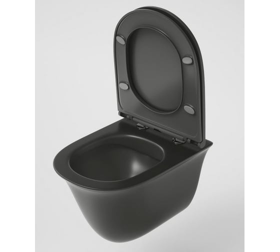 Унитаз Grossman (485х360х360) черный, матовый, подвесной безободковый, с тонкой крышкой, 1 место GR-4412BMS