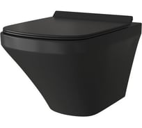Унитаз Grossman (540х370х365) черный матовый, подвесной безободковый, с тонкой крышкой, 1 место GR-4440BMS