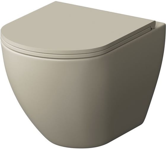 Унитаз Grossman Color (485х360х375) бежевый матовый, подвесной безободковый, с тонкой крышкой GR-4455BEMS