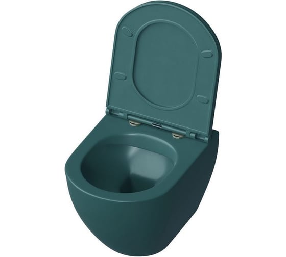 Унитаз Grossman Color (485х360х375) зеленый матовый, подвесной безободковый, с тонкой крышкой GR-4455OLMS