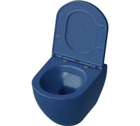 Унитаз Grossman Color (485х360х375) синий матовый, подвесной, безободковый, с тонкой крышкой GR-4455BLMS