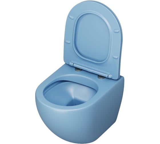 Унитаз Grossman Color (485х365х360) голубой матовый, подвесной, безободковый, с тонкой крышкой GR-4455BSMS
