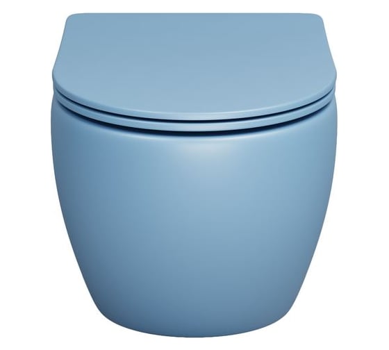 Унитаз Grossman Color (485х365х360) голубой матовый, подвесной, безободковый, с тонкой крышкой GR-4455BSMS
