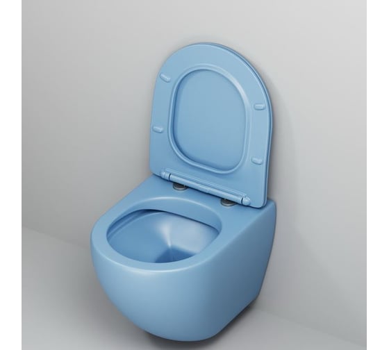 Унитаз Grossman Color (485х365х360) голубой матовый, подвесной, безободковый, с тонкой крышкой GR-4455BSMS