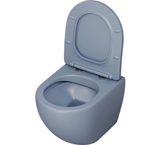 Унитаз Grossman Color (485х365х360) голубой матовый, подвесной, безободковый, с тонкой крышкой GR-4455BSMS-21
