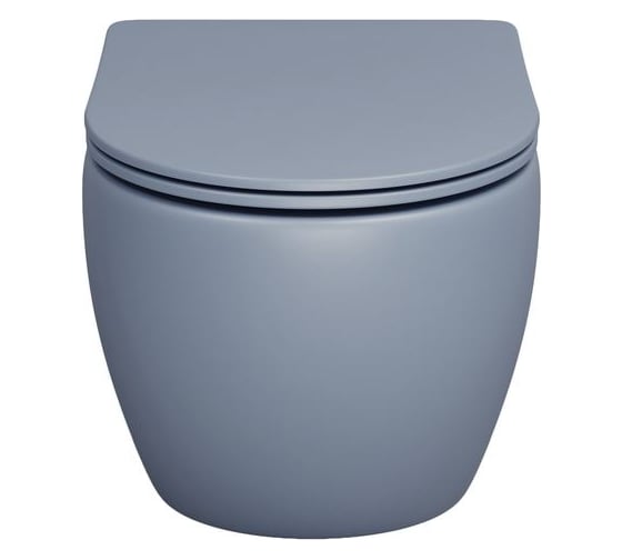 Унитаз Grossman Color (485х365х360) голубой матовый, подвесной, безободковый, с тонкой крышкой GR-4455BSMS-21