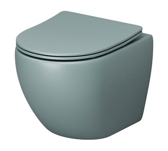 Унитаз Grossman Color (485х365х360) мятный матовый, подвесной, безободковый, с тонкой крышкой GR-4455MNMS