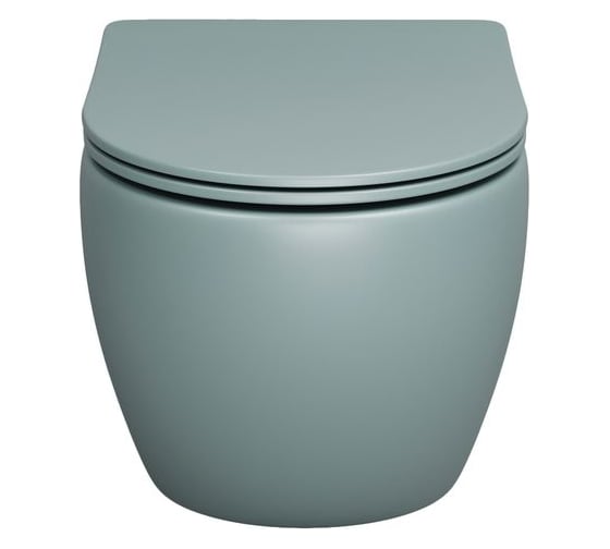 Унитаз Grossman Color (485х365х360) мятный матовый, подвесной, безободковый, с тонкой крышкой GR-4455MNMS