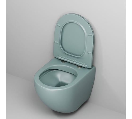 Унитаз Grossman Color (485х365х360) мятный матовый, подвесной, безободковый, с тонкой крышкой GR-4455MNMS