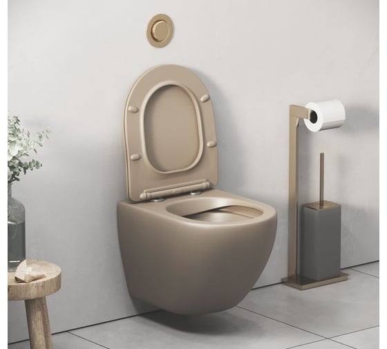 Унитаз Grossman Color (485х365х360) светло-коричневый матовый, подвесной, безободковый, GR-4455BRLMS