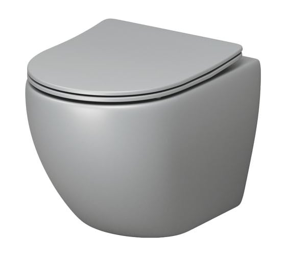 Унитаз Grossman Color (485х365х360) светло-серый матовый, подвесной, безободковый, с тонкой крышкой GR-4455GLMS